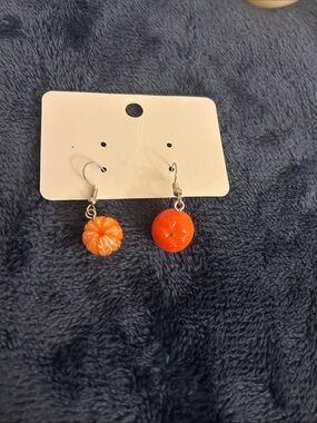 Orange Fruit Dangle Earrings - Vibrant Orange Women’s Jewelry
